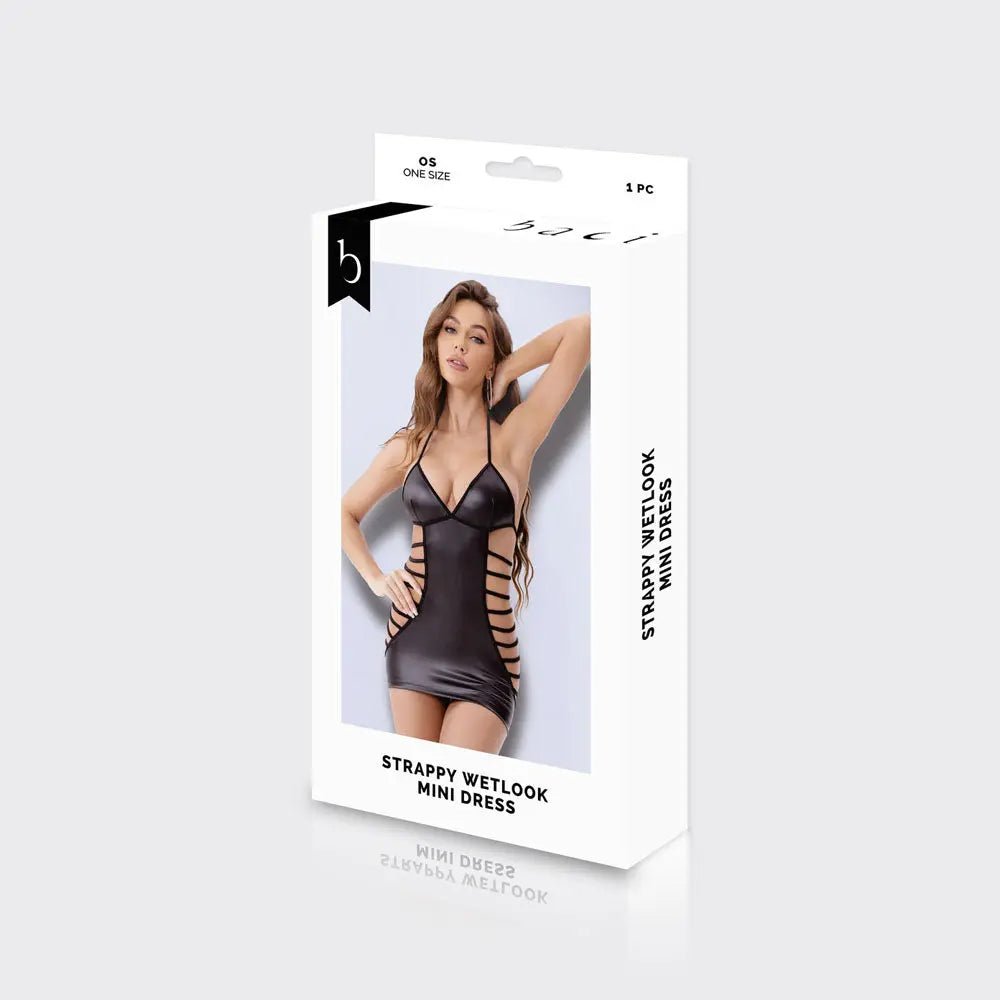 Shop affordable quality BACI WL Strappy Wetlook Mini Dress - One Size - Discreet Intimate Essentials - LINGERIE & BODY WEAR - XGEN Products