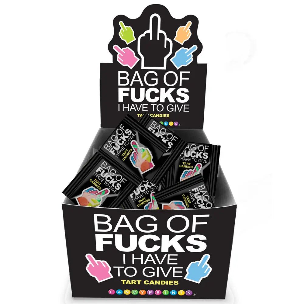 Shop affordable quality Bag Of Fucks I Have To Give - Display - Fruit Flavoured Lollies - Counter Display of 100 Mini Packs - Discreet Intimate Essentials - NOVELTIES - Little Genie