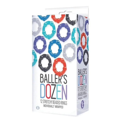Baller's Dozen - Beaded - Individually Wrapped Cock Rings - Pack of 12 Icon Brands Discreet Intimate Essentials.