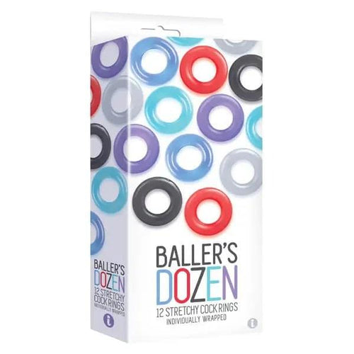 Baller's Dozen - Smooth - Individually Wrapped Cock Rings - Pack of 12 Icon Brands Discreet Intimate Essentials.