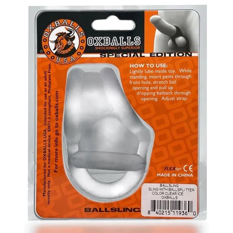 Ballsling Ball Split Sling Clear Ice OxBalls Discreet Intimate Essentials.