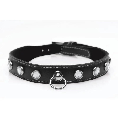 Bling Vixen Leather Choker w Clear Rhinestones Master Series Discreet Intimate Essentials.