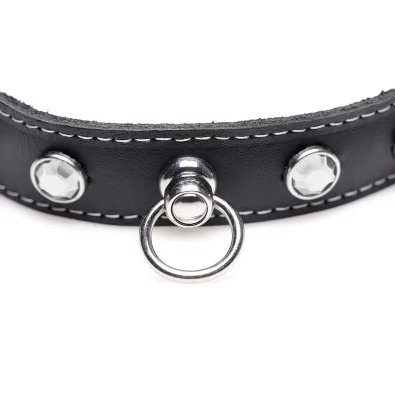 Bling Vixen Leather Choker w Clear Rhinestones Master Series Discreet Intimate Essentials.