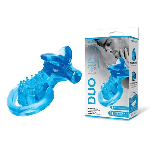 Bodywand Rechargeable Duo Ring with Clit Tickler -  USB Rechargeable Vibrating Cock Ring Bodywand Discreet Intimate Essentials.