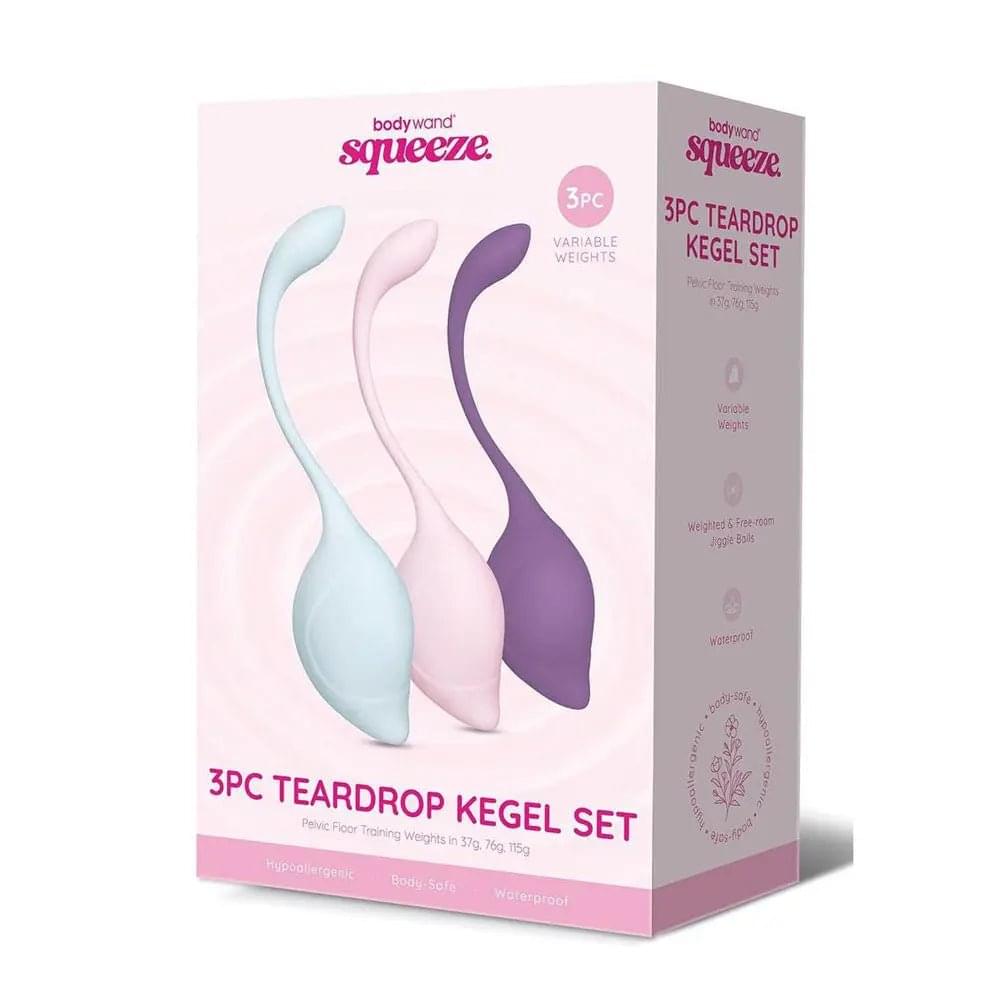 Bodywand Squeeze 3pc Teardrop Kegel Set - Weighted Kegel Set - 3 Piece Kit Bodywand Discreet Intimate Essentials.