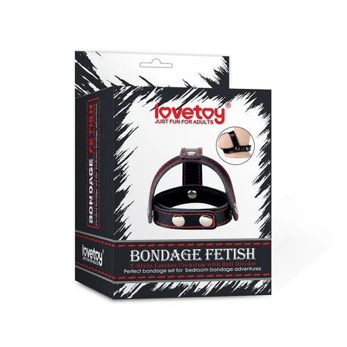 Bondage Fetish T-Style Leather Cock Ring with Ball Divider -  Cock Ring Lovetoy Discreet Intimate Essentials.