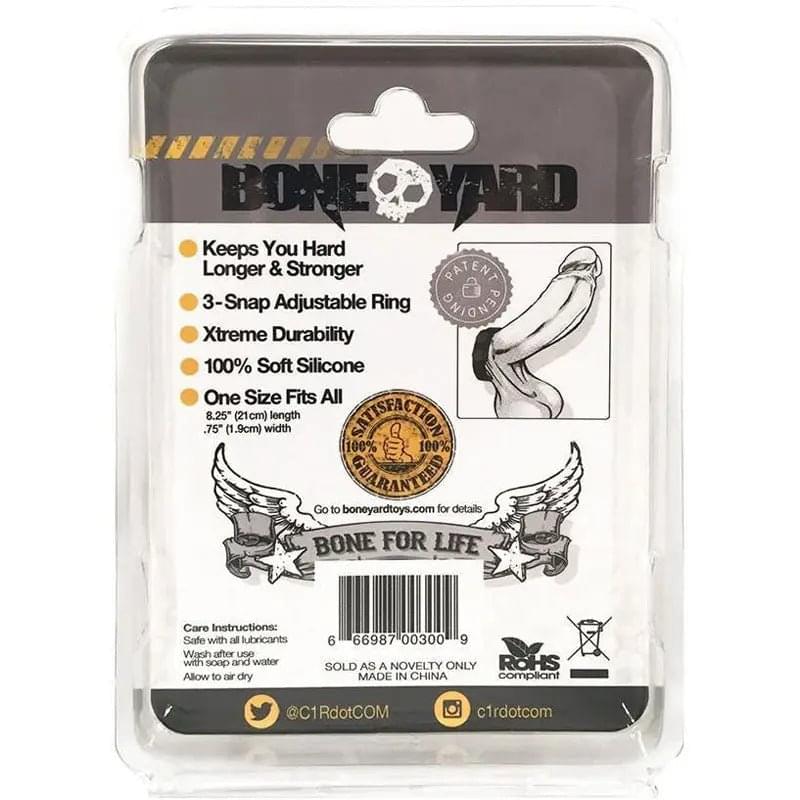 Boneyard Silicone Cock Strap  -  3-Snap Adjustable Cock Ring C1 Releasing Discreet Intimate Essentials.