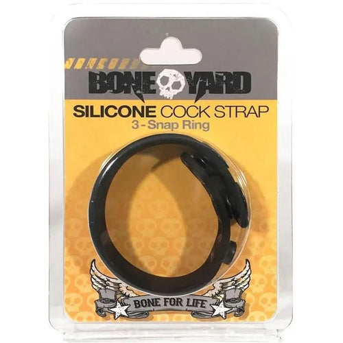 Boneyard Silicone Cock Strap  -  3-Snap Adjustable Cock Ring C1 Releasing Discreet Intimate Essentials.