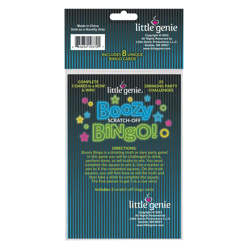 Boozy Bingo - Drinking Scratcher Card Little Genie Discreet Intimate Essentials.