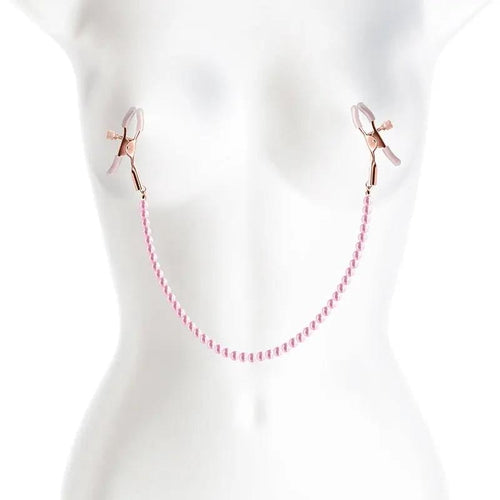 Bound Nipple Clamps - DC1 -  - Gold Nipple Clamps with  Pearl Chain NS Novelties Discreet Intimate Essentials.