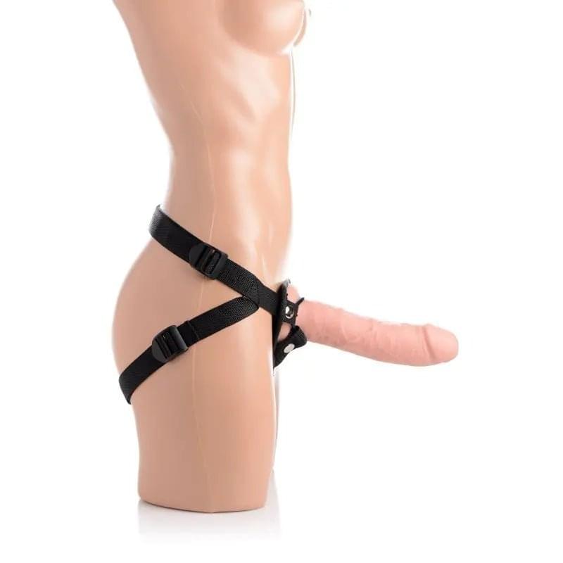 Brazen 8" Silicone Dildo w Harness Flesh Strap U Discreet Intimate Essentials.