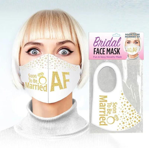 Bridal Face Mask - Soon To Be Married AF -  Novelty Mask Little Genie Discreet Intimate Essentials.