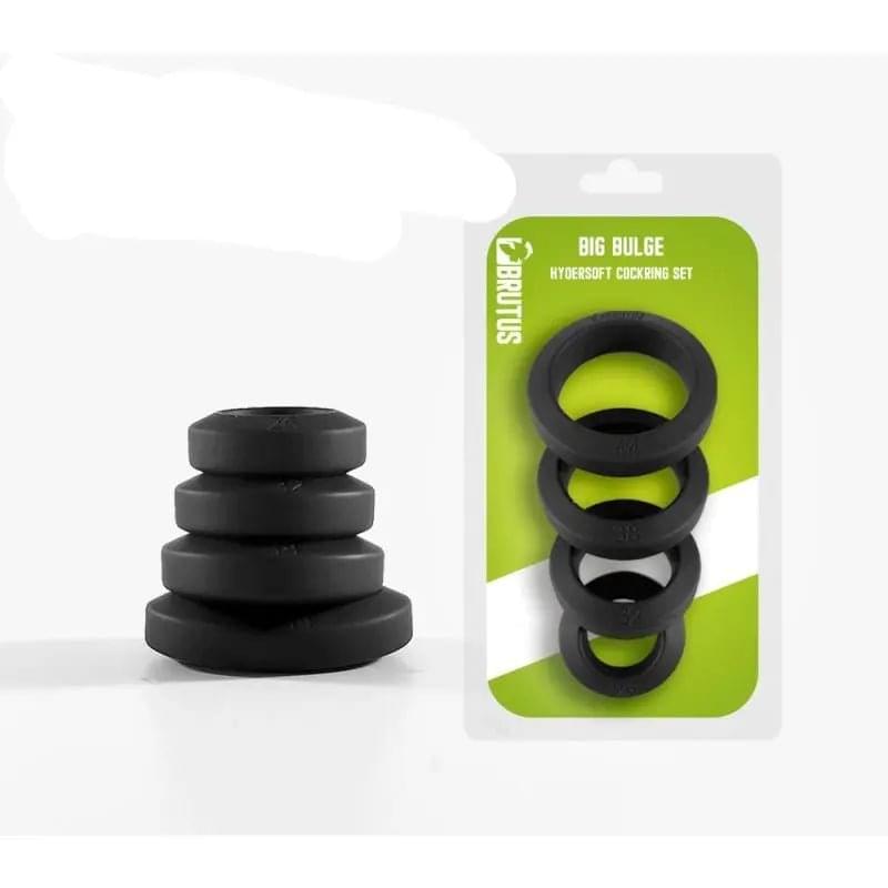 Brutus Big Bulge Silicone Cock Ring 4 Pc Set Brutus Discreet Intimate Essentials.