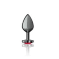 Cheeky Charms Gunmetal  Butt Plug w Heart Red Jewel Medium Cheeky Charms Discreet Intimate Essentials.
