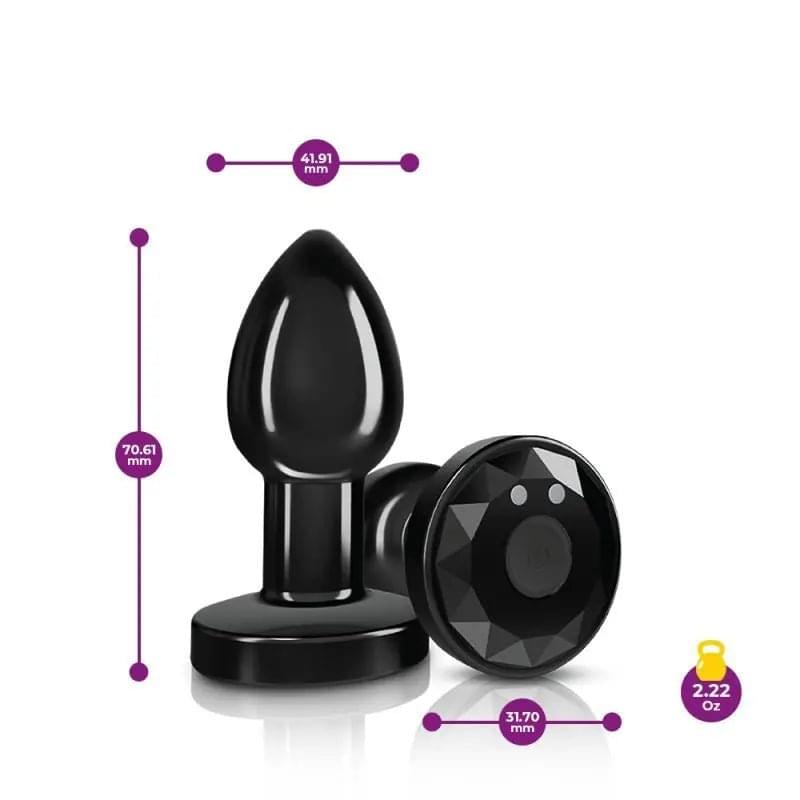 Cheeky Charms Gunmetal Rechargeable Vibrating Metal Butt Plug w Remote Small Cheeky Charms Discreet Intimate Essentials.