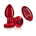 Cheeky Charms Red Rechargeable Vibrating Metal Butt Plug w Remote Medium Cheeky Charms Discreet Intimate Essentials.