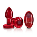 Cheeky Charms Red Rechargeable Vibrating Metal Butt Plug w Remote Small Cheeky Charms Discreet Intimate Essentials.