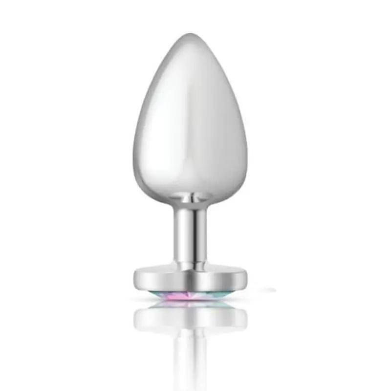 Cheeky Charms Silver Metal  Butt Plug w Heart Clear Jewel Large Cheeky Charms Discreet Intimate Essentials.