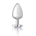 Cheeky Charms Silver Metal  Butt Plug w Heart Clear Jewel Large Cheeky Charms Discreet Intimate Essentials.