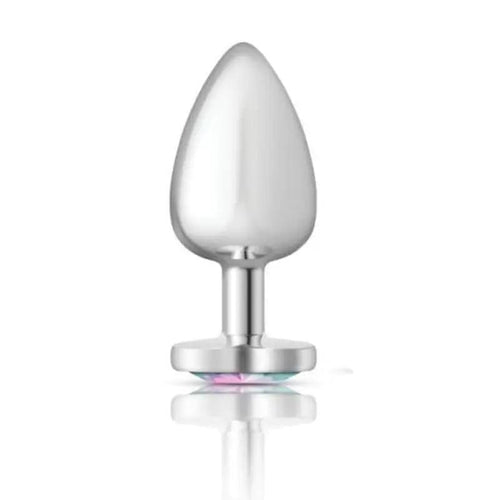 Cheeky Charms Silver Metal  Butt Plug w Heart Clear Jewel Large Cheeky Charms Discreet Intimate Essentials.