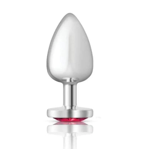 Cheeky Charms Silver Metal  Butt Plug w Heart Pink Jewel Large Cheeky Charms Discreet Intimate Essentials.