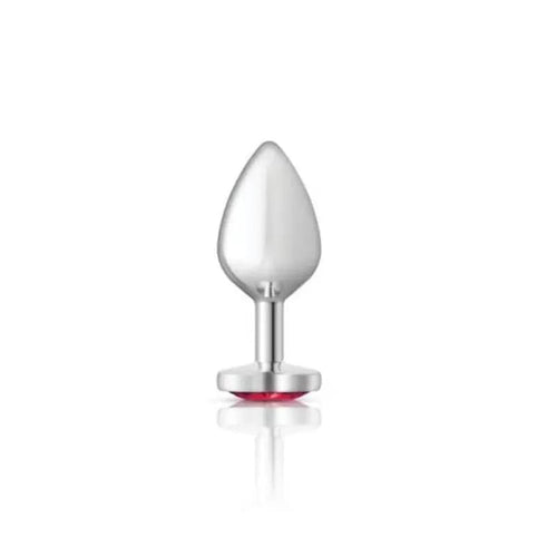 Cheeky Charms Silver Metal  Butt Plug w Heart Pink Jewel Medium Cheeky Charms Discreet Intimate Essentials.