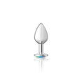 Cheeky Charms Silver Round Butt Plug w Clear Iridescent Jewel Medium Cheeky Charms Discreet Intimate Essentials.