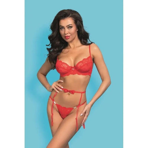 Cherry Kiss 3 Pc Garter Set Red Showtime Discreet Intimate Essentials.