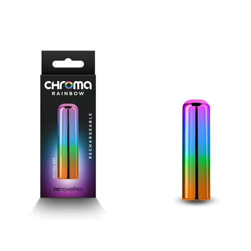 Chroma Rainbow - Small - Metallic Rainbow 6.8 cm USB Rechargeable Bullet NS Novelties Discreet Intimate Essentials.