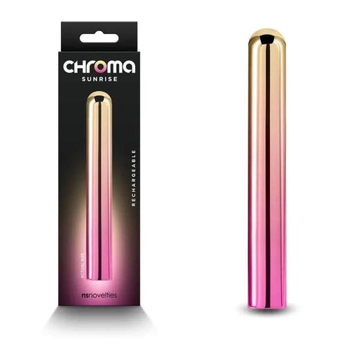 Chroma Sunrise - Large - Metallic Pink/Gold 13.8 cm USB Rechargeable Vibrator NS Novelties Discreet Intimate Essentials.
