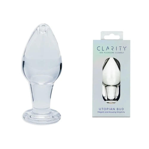 Clarity - Utopian Bud -  8.9 cm Glass Butt Plug Creative Conceptions Discreet Intimate Essentials.