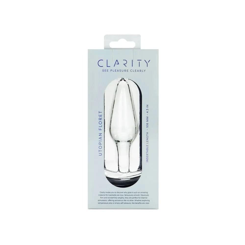 Clarity - Utopian Floret -  11 cm Glass Butt Plug Creative Conceptions Discreet Intimate Essentials.