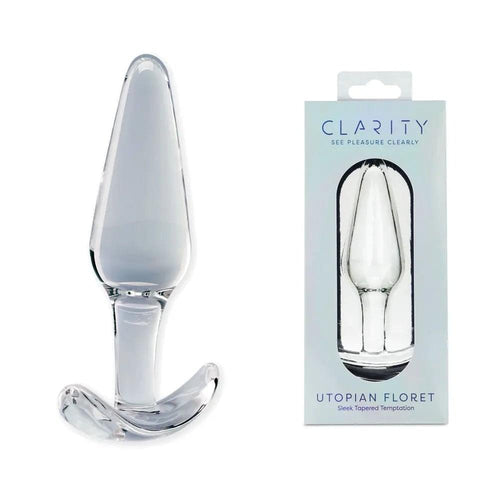 Clarity - Utopian Floret -  11 cm Glass Butt Plug Creative Conceptions Discreet Intimate Essentials.