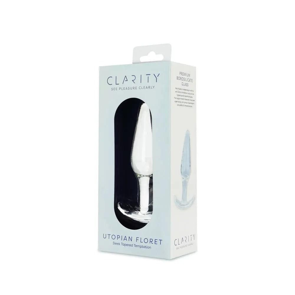Clarity - Utopian Floret -  11 cm Glass Butt Plug Creative Conceptions Discreet Intimate Essentials.