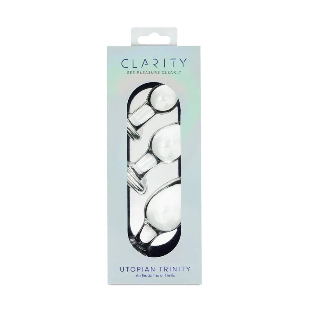 Clarity - Utopian Trinity -  Glass Butt Plugs - Set of 3 Sizes Creative Conceptions Discreet Intimate Essentials.