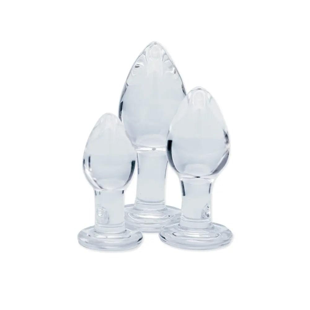 Clarity - Utopian Trinity -  Glass Butt Plugs - Set of 3 Sizes Creative Conceptions Discreet Intimate Essentials.