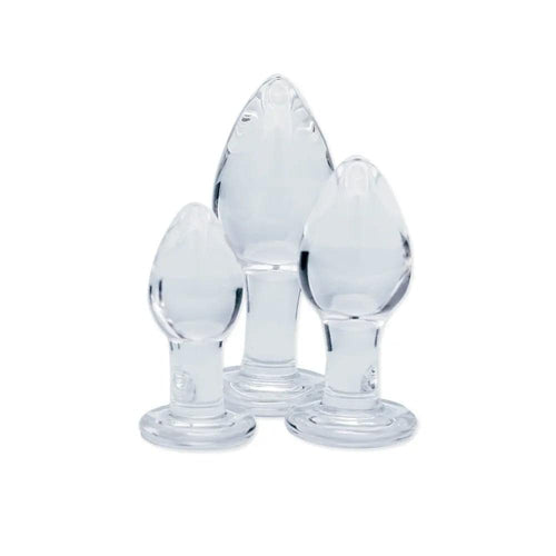 Clarity - Utopian Trinity -  Glass Butt Plugs - Set of 3 Sizes Creative Conceptions Discreet Intimate Essentials.