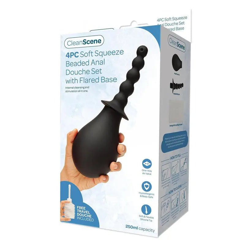 Shop affordable quality CleanScene 4 Piece Soft Squeeze Beaded Anal Douche Set with Flared Base - 250 ml Capacity with Free Travel Douche Included - Discreet Intimate Essentials - HEALTH CARE - Xgen Products