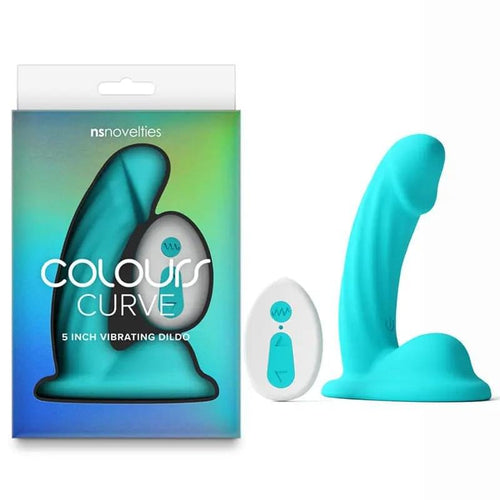 Colours Curve - Vibrating 5'' Dildo - Teal - Teal 12.6 cm USB Rechargeable Vibrating Dildo with Wireless Remote NS Novelties Discreet Intimate Essentials.