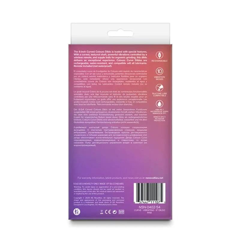 Colours Curve - Vibrating 6'' Dildo -  -  16.4 cm USB Rechargeable Vibrating Dildo with Wireless Remote NS Novelties Discreet Intimate Essentials.