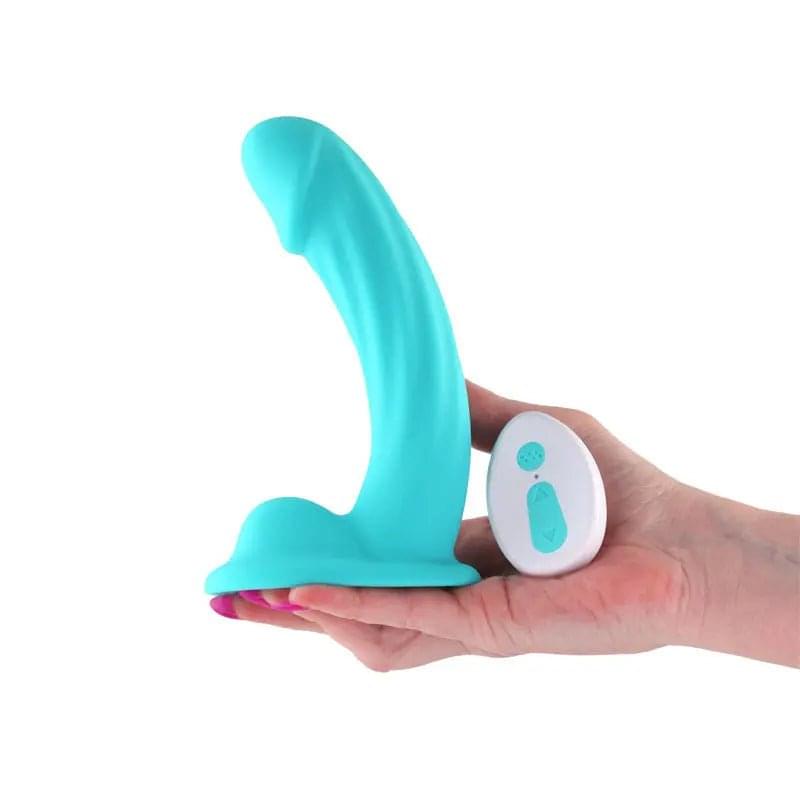 Colours Curve - Vibrating 6'' Dildo - Teal - Teal 16.4 cm USB Rechargeable Vibrating Dildo with Wireless Remote NS Novelties Discreet Intimate Essentials.