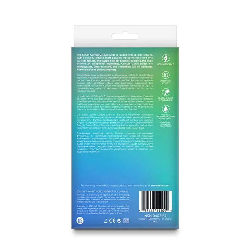 Shop affordable quality Colours Curve - Vibrating 6'' Dildo - Teal - Teal 16.4 cm USB Rechargeable Vibrating Dildo with Wireless Remote - Discreet Intimate Essentials - DONGS - NS Novelties