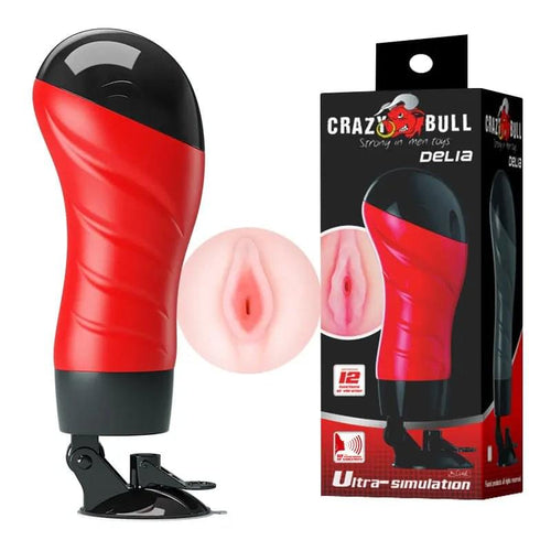 CRAZY BULL DELIA Vibrating Stroker -  Vibrating Vagina Stroker with Suction Base Crazy Bull Discreet Intimate Essentials.