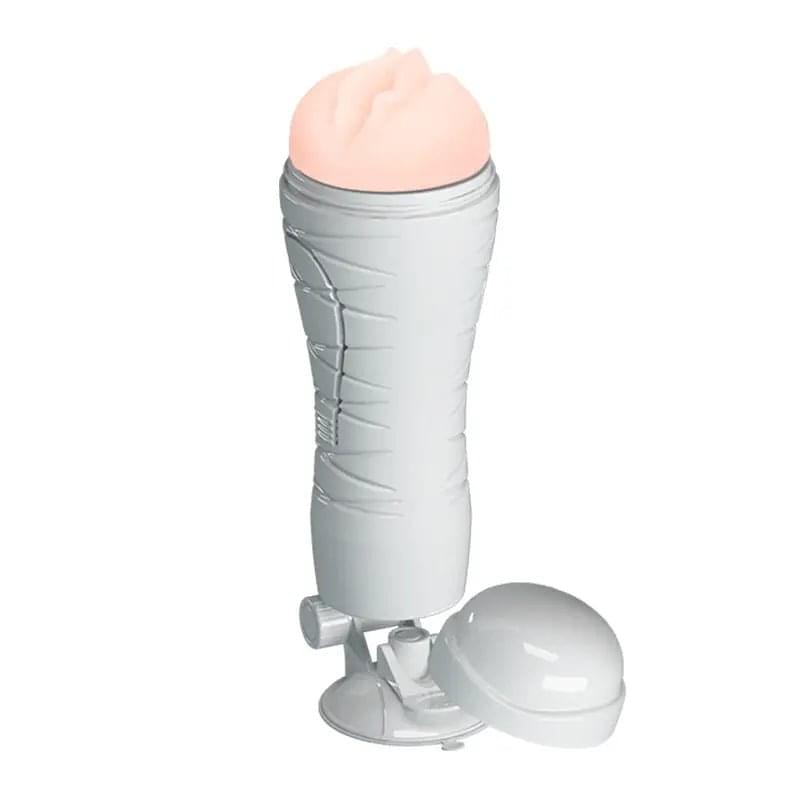 CRAZY BULL FLORA Vibrating Stroker -  USB Rechargeable Vibrating Squeezeable Vagina Stroker with Suction Base Crazy Bull Discreet Intimate Essentials.