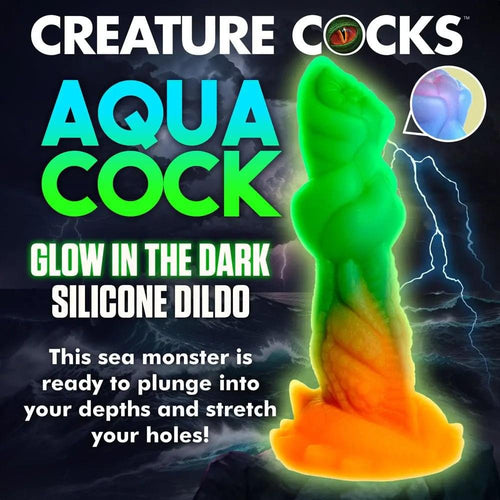 Creature Cocks Aqua-Cock - Glow in Dark Multi- 19.3 cm Fantasy Dildo XR Brands Discreet Intimate Essentials.