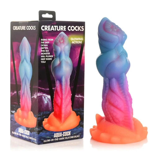 Creature Cocks Aqua-Cock - Glow in Dark Multi- 19.3 cm Fantasy Dildo XR Brands Discreet Intimate Essentials.