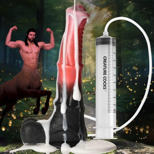 Creature Cocks Centaur Explosion - Pink/Black 24.5 cm Squirting Fantasy Dildo XR Brands Discreet Intimate Essentials.