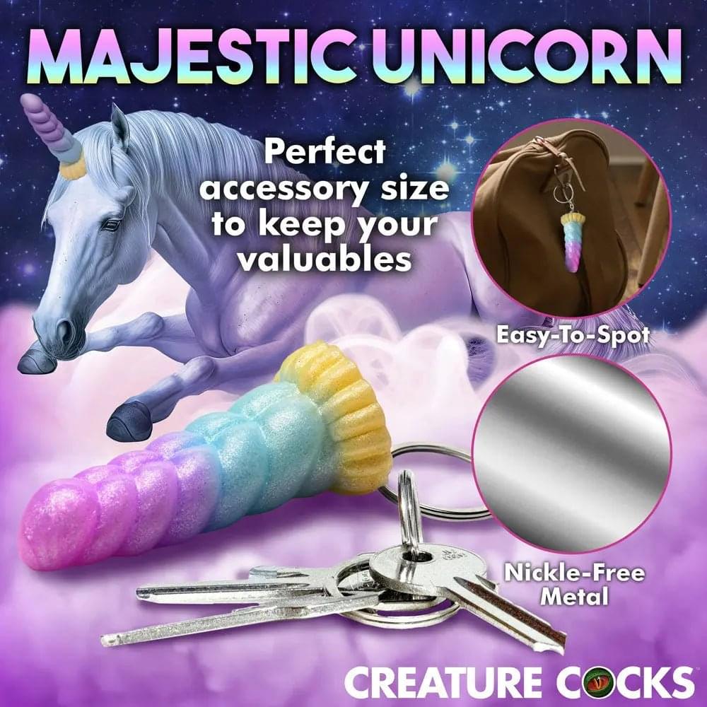 Creature Cocks Mystique Unicorn Keychain - Novelty Fantasy Dildo Keyring XR Brands Discreet Intimate Essentials.