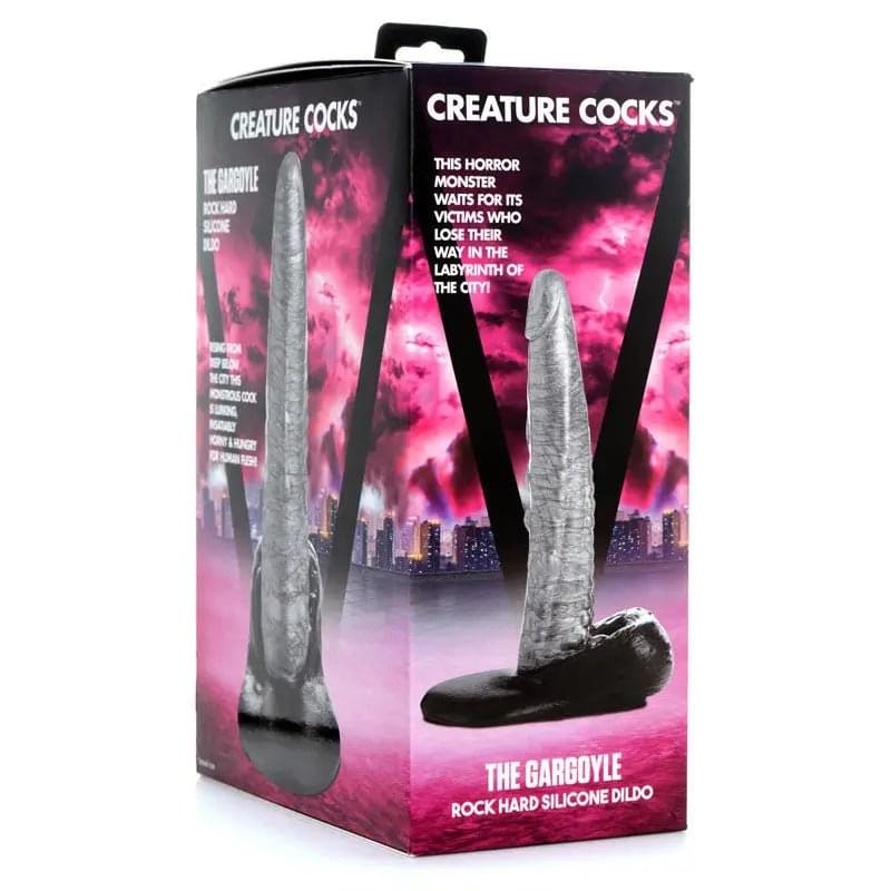 Creature Cocks The Gargoyle Rock Hard Silicone Dildo - Silver 23.6 cm Fantasy Dildo XR Brands Discreet Intimate Essentials.