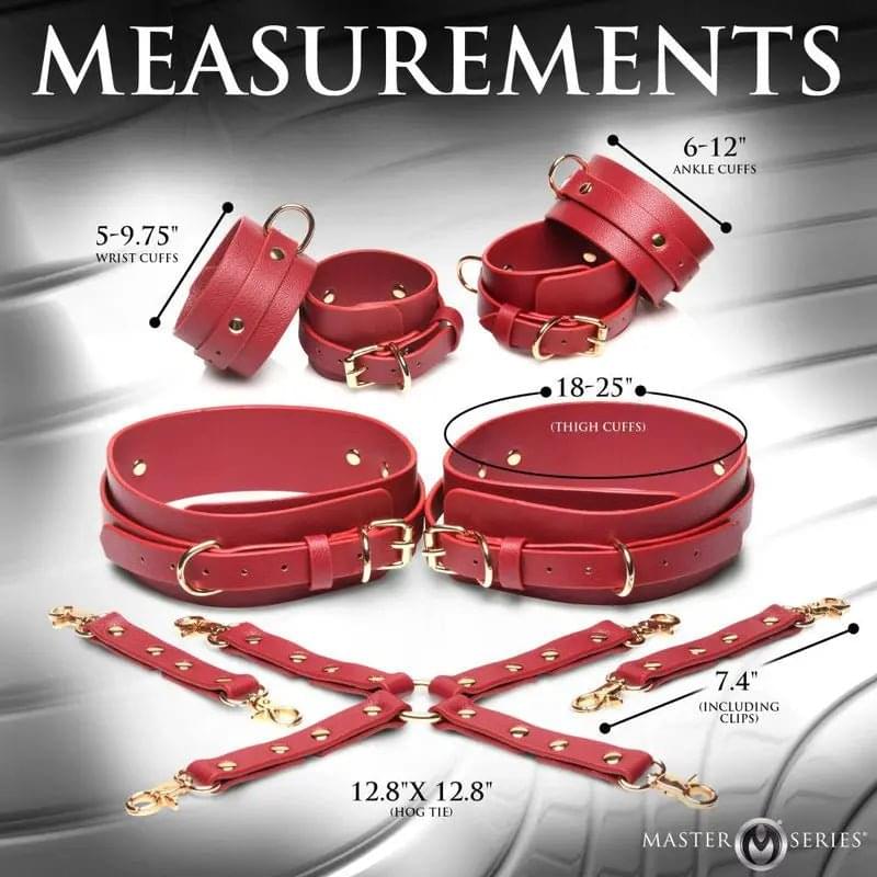 Crimson Captive Thigh Wrist Ankle Hog Tie Restraints Master Series Discreet Intimate Essentials.